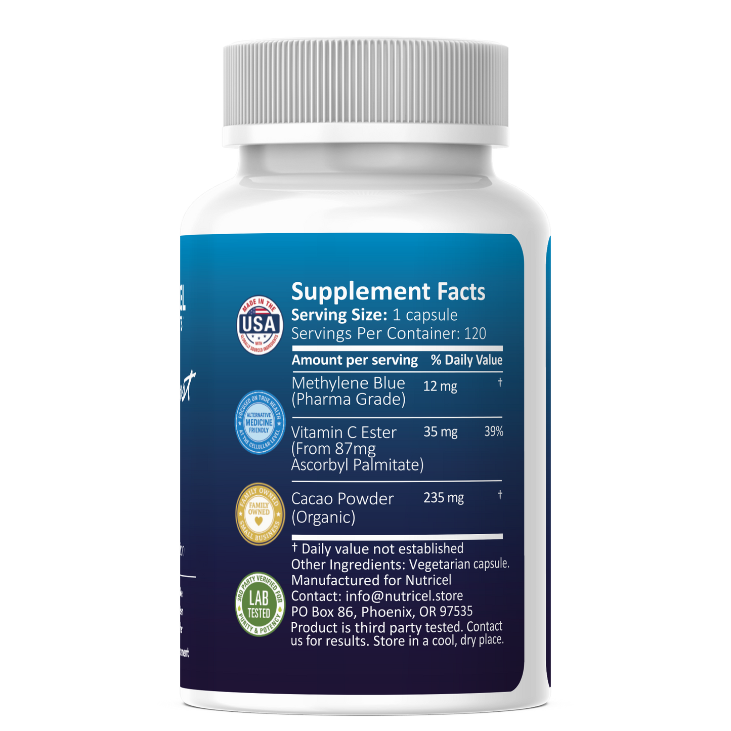 Blue Boost 120 | Enhanced Absorption | USP Grade Methylene Blue Capsules