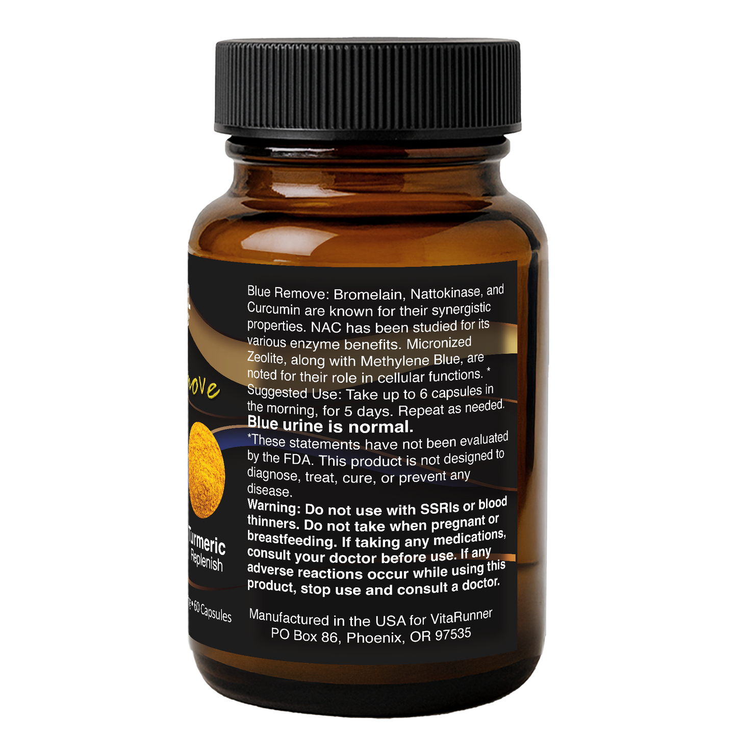 Blue Remove | Methylene Blue Capsules with Activated Zeolite, Non-GMO Nattokinase, and Curcurmin