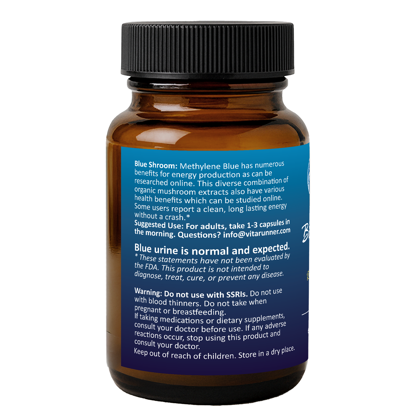 Blue Shroom | Methylene Blue Capsules with Mushroom Extracts: Lion's Mane, Reishi, Cordyceps, Chaga, Shiitake, and Turkey Tail