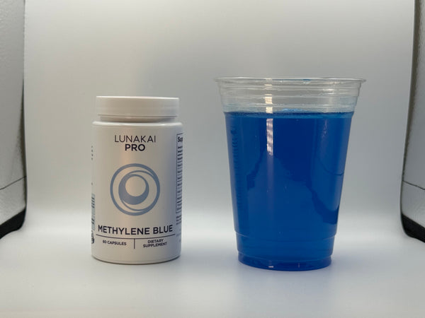 Lunakai USA Made USP Grade Methylene Blue Capsules with Vitamin C, B6, B12 water test