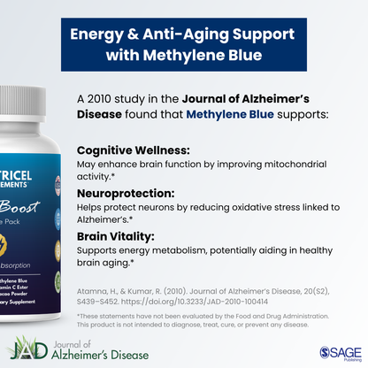 Blue Boost 120 | Enhanced Absorption | USP Grade Methylene Blue Capsules