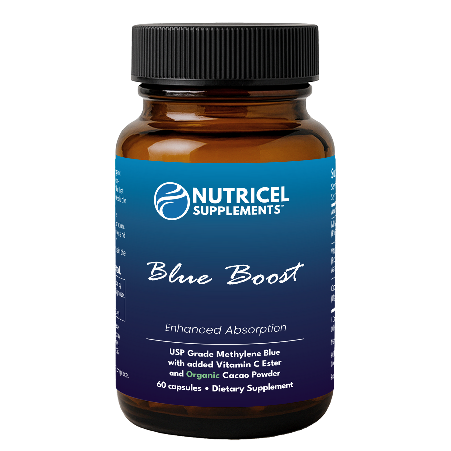 Blue Boost | Methylene Blue Capsules with Vitamin C Ester and Organic Cacao Powder