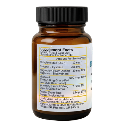 Supplement bottle with label on a white background