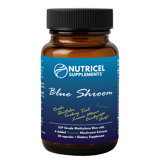 Blue Shroom | Methylene Blue Capsules with Mushroom Extracts: Lion's Mane, Reishi, Cordyceps, Chaga, Shiitake, and Turkey Tail