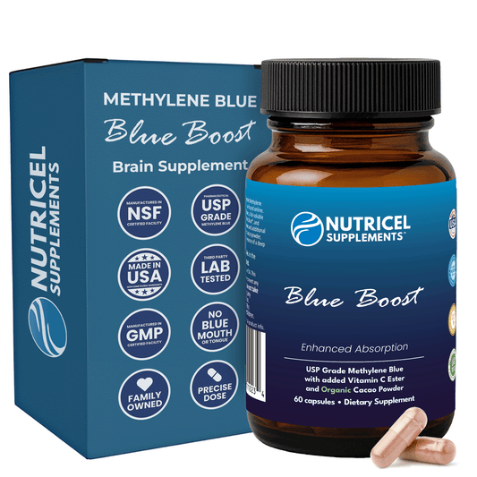 Blue Boost | Methylene Blue Capsules with Vitamin C Ester and Organic Cacao Powder