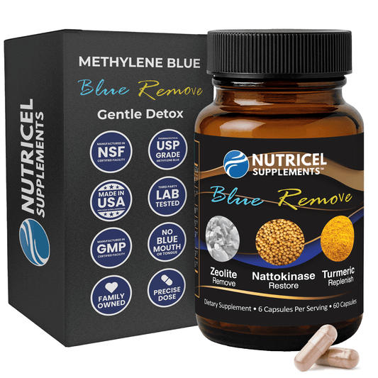 Blue Remove | Methylene Blue Capsules with Activated Zeolite, Non-GMO Nattokinase, and Curcurmin