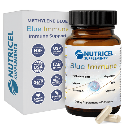 Blue Immune | Methylene Blue Capsules with Copper, Magnesium, NAC, Grass Fed Beef Liver, and Organic Camu Camu