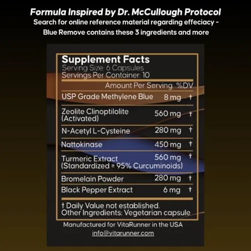Supplement facts label with ingredients listed on a dark background