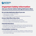 Nutricel Supplements safety information card for Methylene Blue
